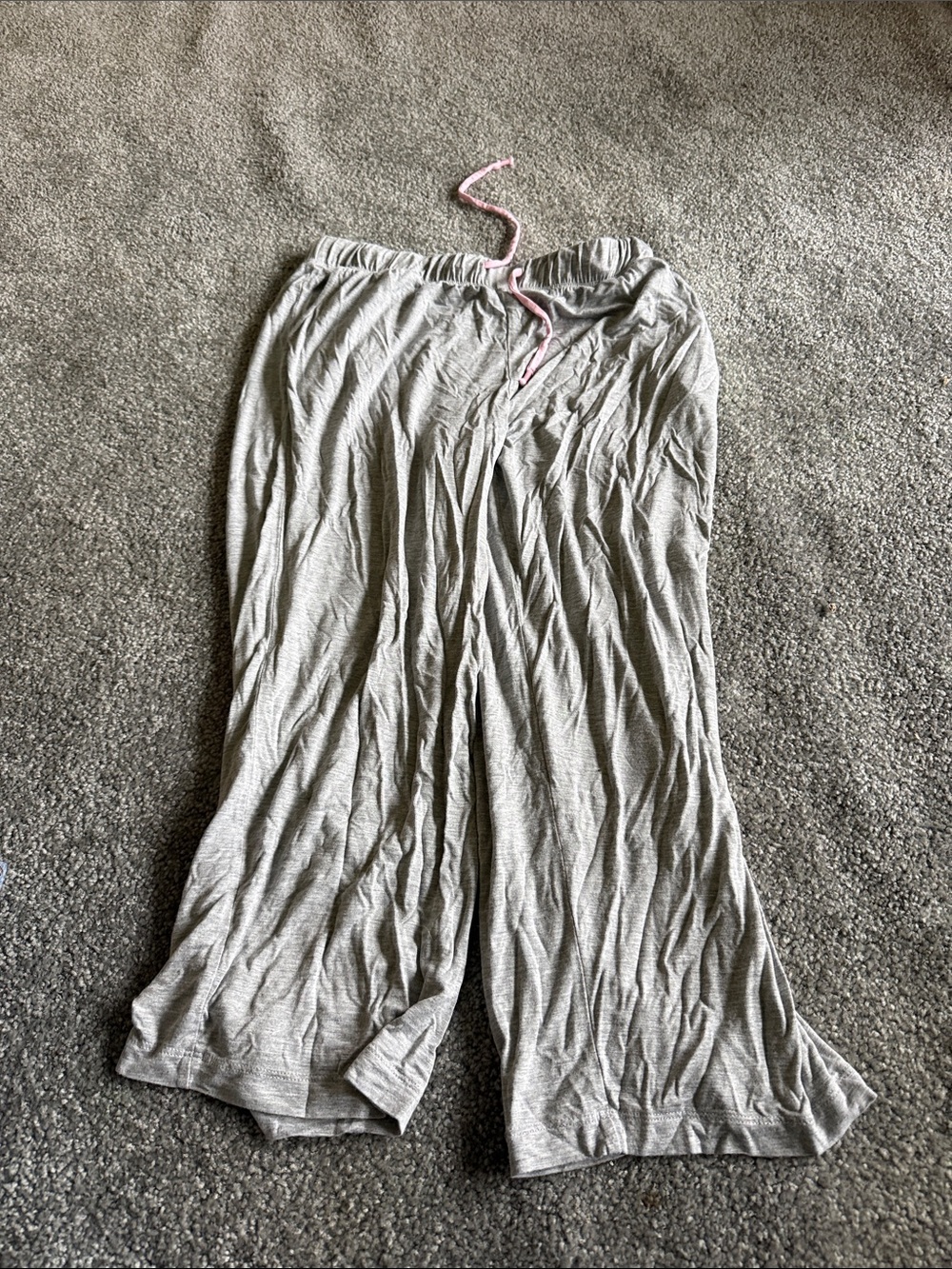 Women's Gray Pajama Lounge Pants with Pink Drawstring